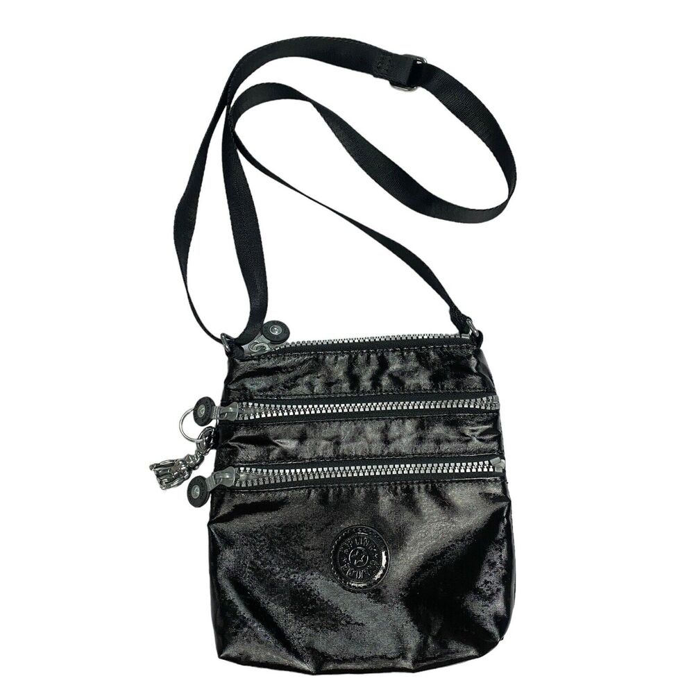 Kipling Alvar Black Nylon Mini Crossbody Bag Adjustable Strap 2 Front‎ Pocket